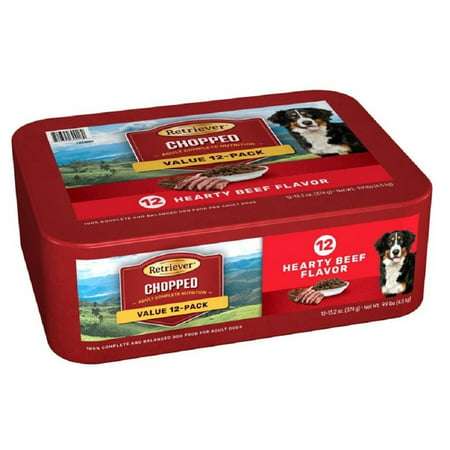 Retriever Adult Hearty Beef Flavor Chopped Wet Dog Food Count of 12 Cans