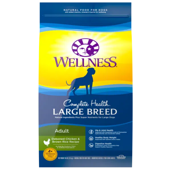 Wellness Complete Health Natural Large Breed Adult Chicken & Brown Rice Recipe Dry Dog Food - 15 lb Bag