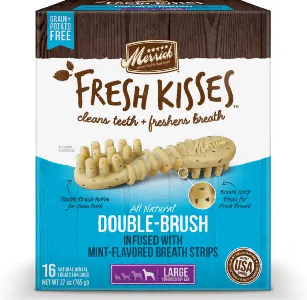 Merrick Fresh Kisses Grain Free Mint Breath Strips Large Dog Treat Box - 20 oz, 12 Count