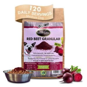 Olewo Red Beets for Dogs Granular - Natural Anti Itch for Dogs Dog Food Topper Immune Cleansing Skin & Coat Support Dehydrated Whole Food Dog Multivitamin Fiber for Dogs 22 oz