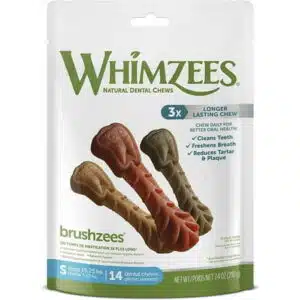 Whimzees Brushzees Dental Treats Small [Dog Treats Packaged] 7.4 oz