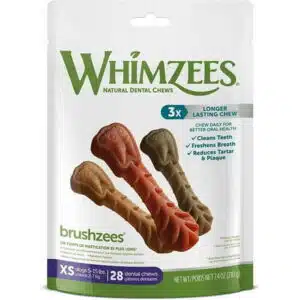 Whimzees Brushzees Dental Treats X-Small [Dog Treats Packaged] 7.4 oz