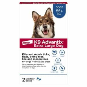 K9 Advantix Flea Tick & Mosquito Prevention For Extra Large Dogs Over 55 Lbs 2-Montly Treatments