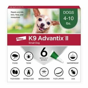 K9 Advantix II Monthly Flea & Tick Prevention for Small Dogs 4-10 lbs 6-Monthly Treatment