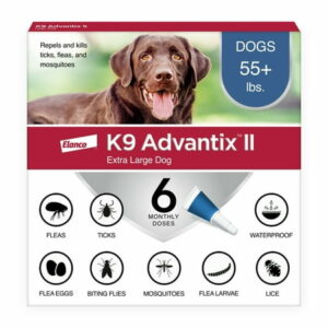 K9 Advantix II Monthly Flea & Tick Prevention for XL Dogs 55 lbs+ 6-Monthly Treatments