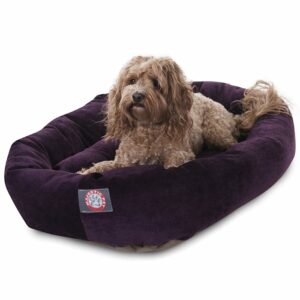 Majestic Pet Aubergine Villa Collection Micro-Velvet Bagel Dog Bed, 32" L x 23" W, Medium, Purple