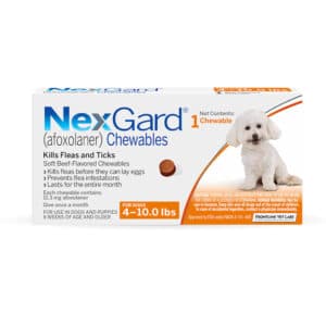 NexGard Chewables for Dogs 4 to 10 lbs, 1 Month Supply, 1 CT