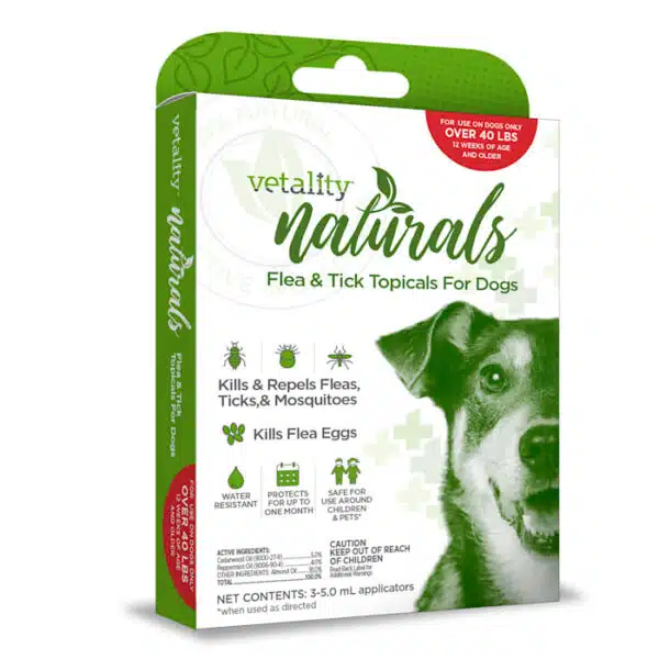 Vetality Naturals Flea & Tick Topicals for Dogs >40 lbs., 3 Dose, Large