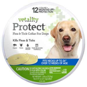 Vetality Protect Flea & Tick Dog Collar, Large, Pack of 2, Off-White