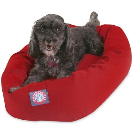 Majestic Pet Solid Poly/Cotton Bagel Dog Bed Machine Washable Red Small 24 x 19 x 7