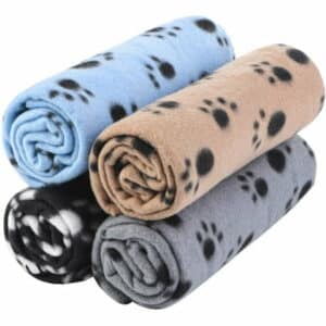 Pack of 4 Cute Paw Print Blanket Puppy Dog Blanket Pet Blankets Small Animals Blanket for Small Animals 60x70cm