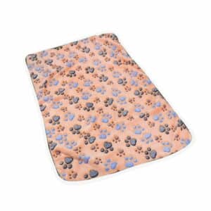 1 Pc Pet Carpet Coral Small Brown Paw Printed Pet Dog Blanket Super Pet Cushion Sleep Mat (60x40cm)
