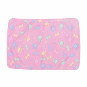 1 Pc Pet Carpet Coral Small Pink Bone Printed Pet Dog Blanket Super Pet Cushion Sleep Mat (104x76cm)