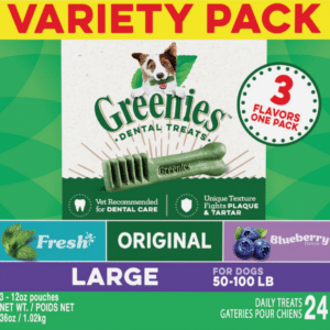 Greenies Large Dental Chews Flavored with Spearmint & Blueberry Dog Treat - 36 oz, 24 Count