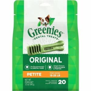 Greenies Stick Form Dental Chews with Original Flavor Vet-Recommended to Combat Plaque and Tartar Build-Up for Petite 15 to 25 Lb Dogs (20 Chews)