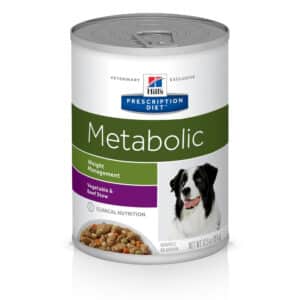 Hill's Prescription Diet Metabolic Canine Weight Loss & Maintenance Vegetable & Beef Stew Wet Dog Food - 12.5 oz, case of 12