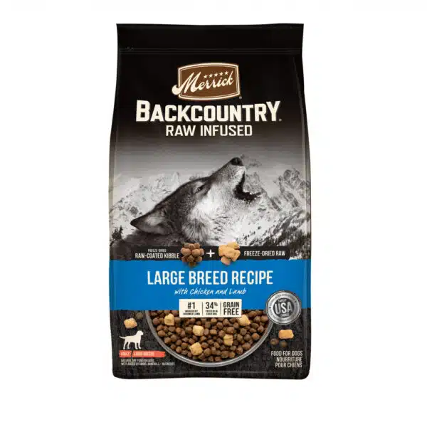 Merrick Backcountry Grain Free Dry Adult Dog Food Kibble With Freeze Dried Raw Pieces Large Breed Recipe - 20 lb Bag