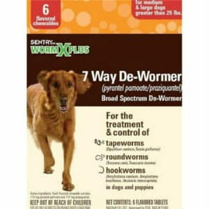 Serge 484080 6 Count Sentry Wormx Plus 7 Way Lagre for Dog