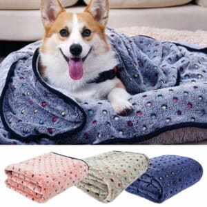 Waroomhouse Pet Bed Multipurpose Soft Durable Hemming Comfortable Flannel Keep Warm Polyester Polka Dot Print Dog Blanket for Kitten