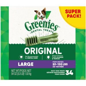 Greenies Original Large Natural Dental Care Dog Treats 54oz (34 Treats)