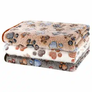 Qweryboo 3 Pack Dog Blankets Cute Paw Print Dog Bed Blanket Soft Warm Fleece Throw Pet Blanket for Small Medium Large Dog Puppy Kitten(Dark brown Beige Brown-30*20 inches)