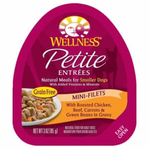 Wellness Wellness Petite Entrees Mini Filets Small Breed Wet Dog Food, Roasted Chicken, Beef, Carrots & Green Beans | 3 oz - 12
