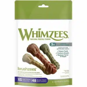 Whimzees Brushzees Dental Treats - X-Small [Dog Treats Packaged] 48 Count