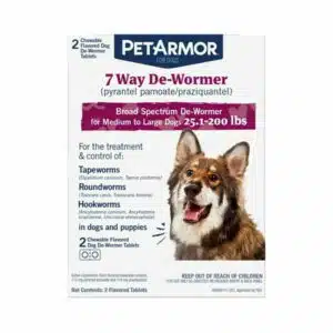 (2 pack) PetArmor For Dogs 7 Way De-Wormer For Medium & Large Dogs 25.1-200lbs 2 CT Chewable Tablets