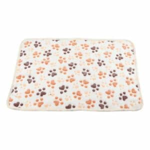 Cute Paw Print Sleeping Blanket Mat Household Soft Flannel Dog Blanket Sofa Blanket Cushion Pet Supplies L Beige