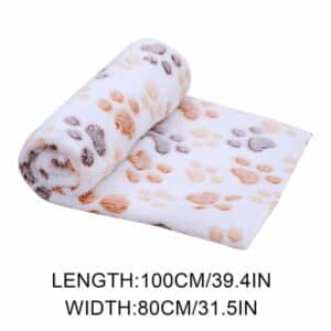 JeashCHAT Dog Blanket Super Soft Warm Fleece Pet Blanket Flannel Pet Throw for Large Dog White Paw Print Large 40 x30