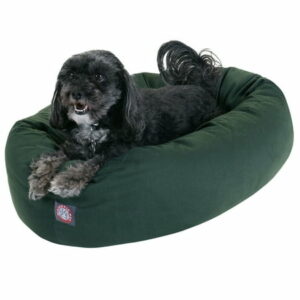 Majestic Pet Poly/Cotton Bagel Pet Bed for Dogs Calming Dog Bed Washable Small Green