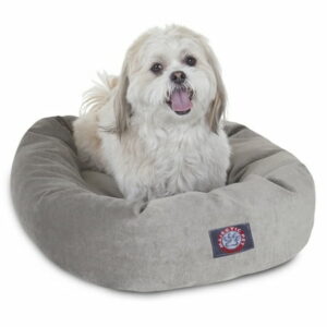 Majestic Pet Villa Velvet Bagel Pet Bed for Dogs Calming Dog Bed Washable Small Vintage