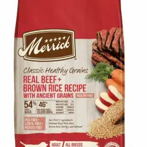 Merrick Healthy Grains Premium Adult Dry Dog Food, Wholesome & Natural Kibble With Beef & Brown Rice - 12 lb Bag