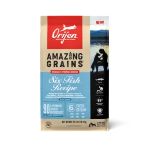 ORIJEN High Protein Amazing Grains Six Fish Recipe Dry Dog Food - 22.5 lb Bag