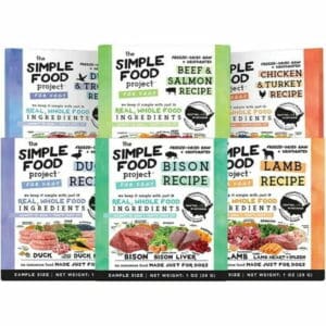 Simple Food Project The Freeze Dried Raw Dog Food Topper Featuring Organic Human Grade Ingredients [6 Pack Variety - 1oz Samples Bison Duck Lamb Beef/Salmon Duck/Trout and Chicken/Turkey]