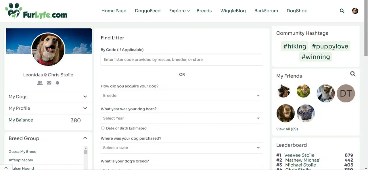 A snapshot of a litter search form