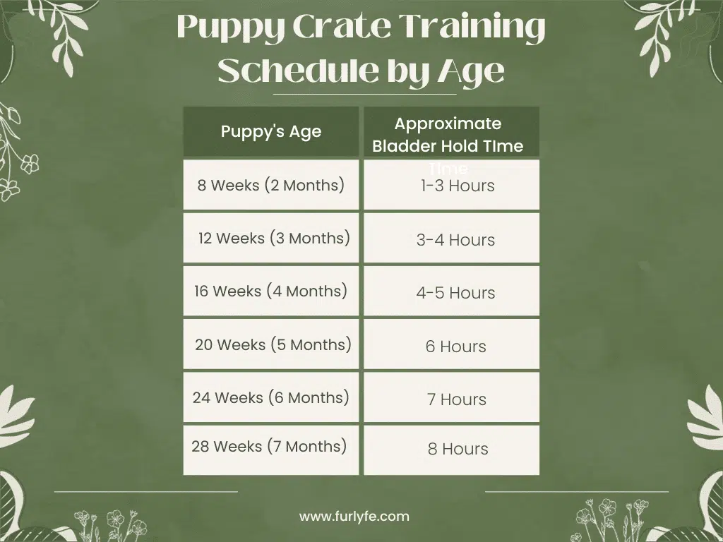 Chart showing crate times by dog age