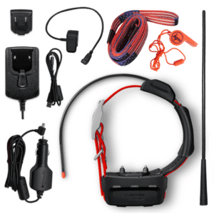 Garmin TT 15X Dog Tracking and Training Collar 18 Levels of Stimulation Rugged and Water-Resistant High-Sensitivity GPS Red with Wearable4U Whistle and Leash Bundle