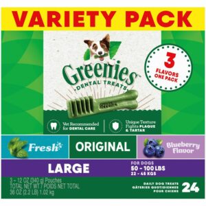 Greenies Greenies Natural Dental Care Dog Treat, Large, 3 Flavor Variety Pack | 24 ct