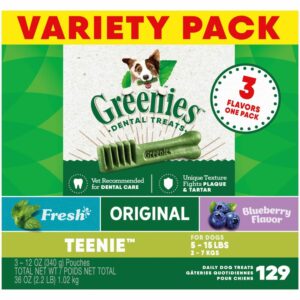 Greenies Greenies Natural Dental Care Dog Treats, Teenie , 3 Flavor Variety Pack | 129 ct