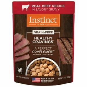 Instinct Healthy Cravings Grain Free Real Beef Recipe Natural Wet Dog Food Topper by Nature s Variety 3 Oz. Pouches (Case of 24)