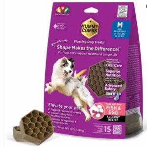 Yummy Combs Yummy Combs Flossing Dental Care Allergy Relief Dog Treats, Medium | 15 ct
