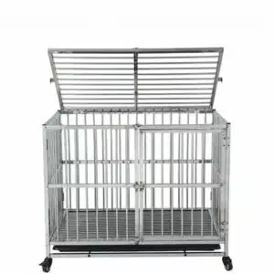38 Stainless Steel Dog Crate Dog Cage with Wheels Lock Pet Crate for Small Medium and Large Dogs 38