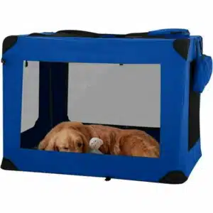 BestPet 42 inch Collapsible Dog Crate for Large Dogs 3-Door Portable Folding Soft Dog Crate Dog Kennel Lightweight Foldable Travel Dog Crate with Mesh Windows for Indoor Outdoor Travel Blue
