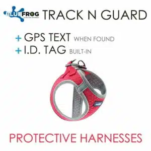 Blue Frog 1X Track N Guard GPS Message Ready & Built-In I.D. Tag Dog Harness (Fashionable Air Mesh Reflective Piping & Fleece Trim Design) Red Large