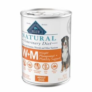 Blue Natural Veterinarian Diet W+M Weight Management + Mobility Support Canned Dog Food 12.5oz/case of 12