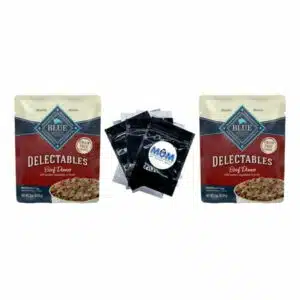 Delectables Natural Wet Dog Food Topper Beef Dinner - 2 pack - 3 oz per pack - plus 3 My Outlet Mall Resealable Storage Pouches