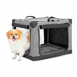 EveryYay Essentials Portable Canvas Dark Grey Dog Crate, 24" L X 18" W X 17" H, Small, Gray