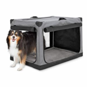 EveryYay Essentials Portable Canvas Dark Grey Dog Crate, 36" L X 24" W X 23" H, Large, Gray