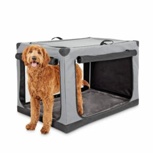 EveryYay Essentials Portable Canvas Dark Grey Dog Crate, 42" L X 27" W X 26" H, X-Large, Gray